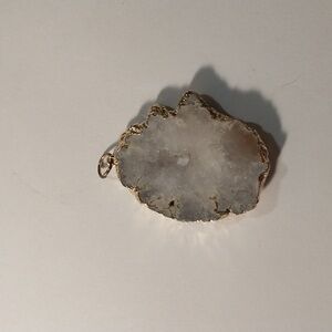 White, Clear Druzy Crystal Agate Geode Gemstone Pendant Charm